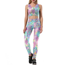 Full Sublimation Printed Mermaid Series Sets Sport Leggings / Tops